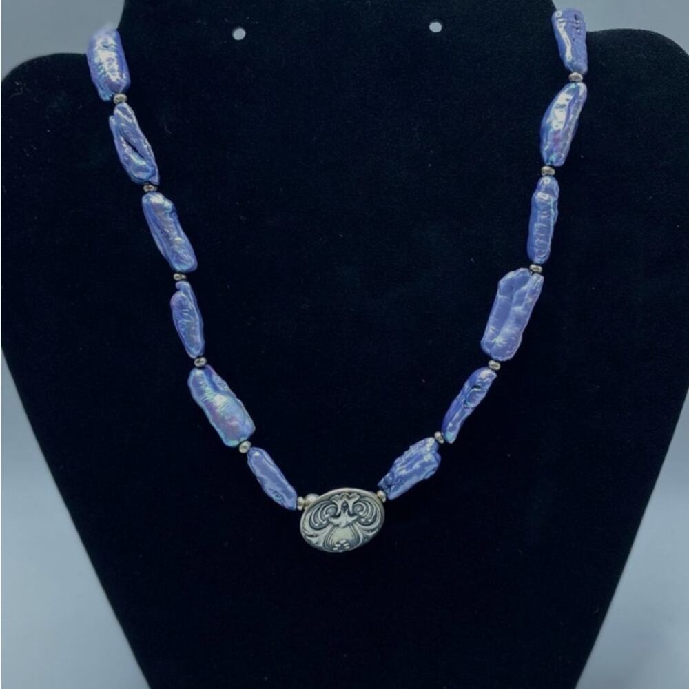 Dainty Sterling Silver Whimsical Dreamy Boho Periwinkle Beaded‎ Necklace